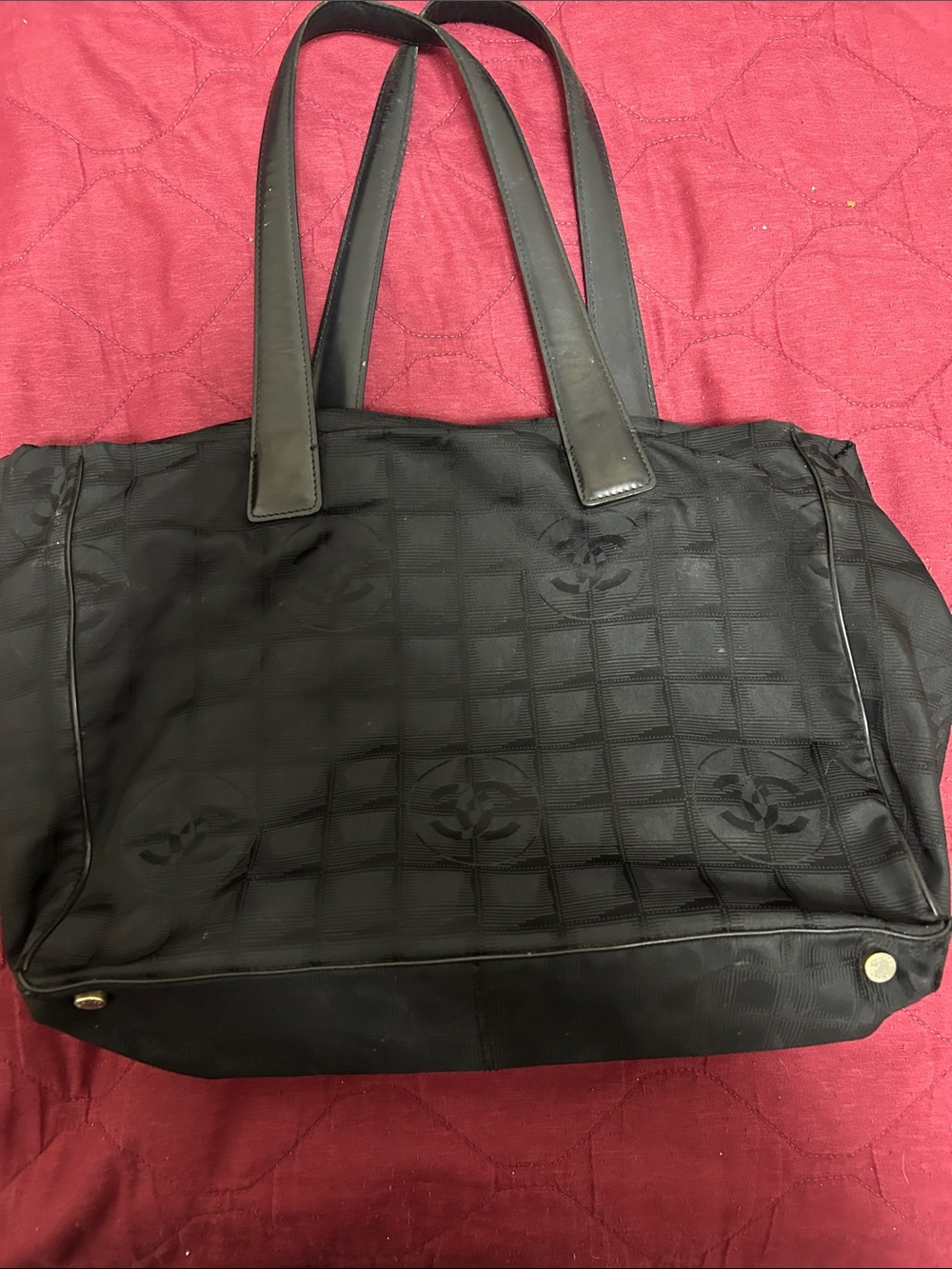Authentic Chanel Travel Ligne tote in Black